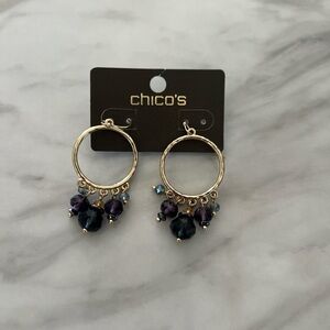 Chico's Silver Earrings with Purple Accents